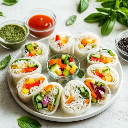 Vegetarian Rice Wraps - A Healthy, Colorful Delight